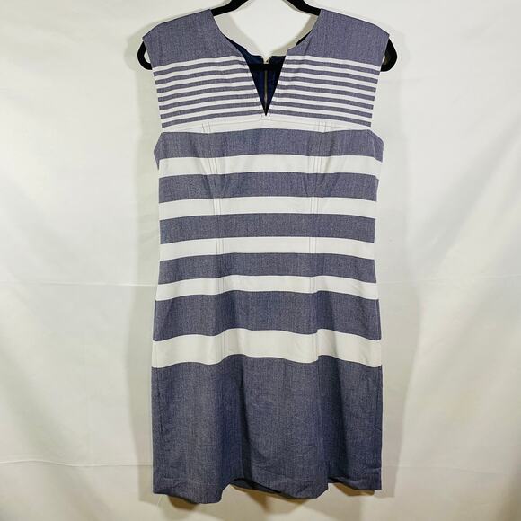 Tommy Hilfiger Blue and White‎ Striped Sheath Dress Size 10 - Picture 1 of 7